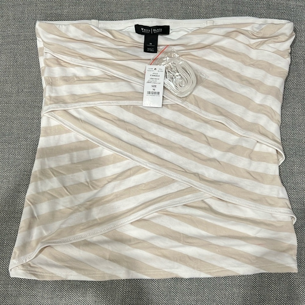 WHBM Strapless Size M New with Tags Beige and White stripes
